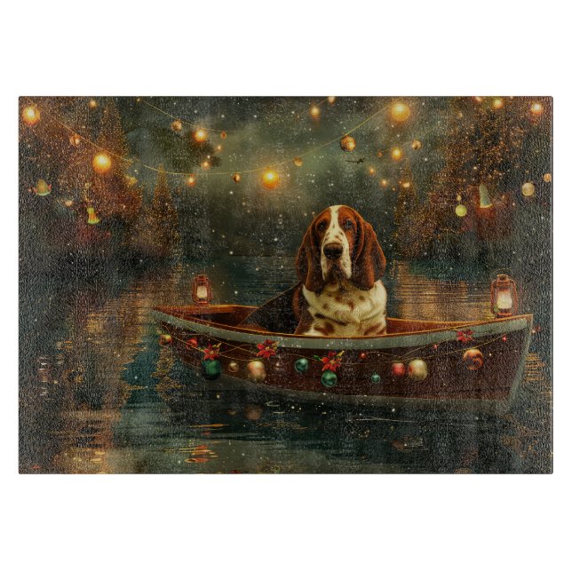 Basset Hound Weihnachtsfest Reise Schneidebrett (Vorderseite)