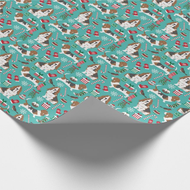 Basset Hound Weihnachtsgeschenk Wraps Geschenkpapier (Ecke)