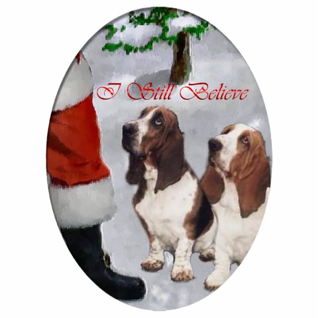 Basset Hound Weihnachtsgeschenke Ornament Fotoskulptur Ornament (Vorne)