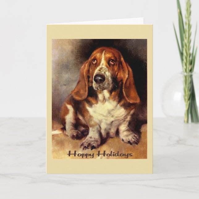 Basset Hound Weihnachtskarte Feiertagskarte (Vorderseite)