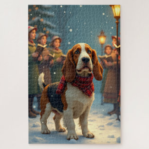 Basset Hound Weihnachtslied Sänger Malerei