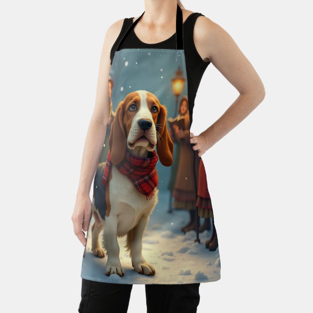 Basset Hound Weihnachtslied Sänger Malerei Schürze (InSitu)