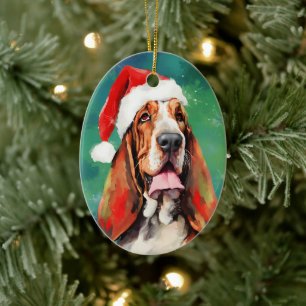 Basset Hound Weihnachtsmalerei Keramik Ornament