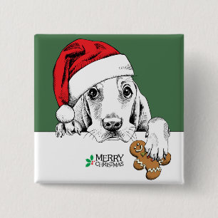 Basset Hound-Weihnachtsplätzchen Button