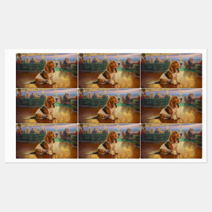 Basset Hound Weihnachtsreise: Feierabend Etiketten