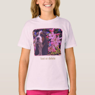 Basset Hound Welpe Blüten Hund Kunst  T-Shirt