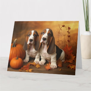 Basset Hound Welpe Herbst Delight Pumpen Karte