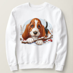 Basset Hound Welpe in Snowy Winter Szene Sweatshirt