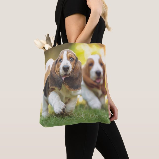 Basset Hound-Welpen-Laufen Tasche (Von Nahem)