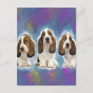 Basset Hound Welpen Postkarte
