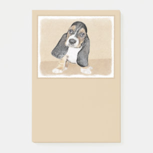 Basset Hound Welpenmalerei - Original Hundekunst Post-it Klebezettel