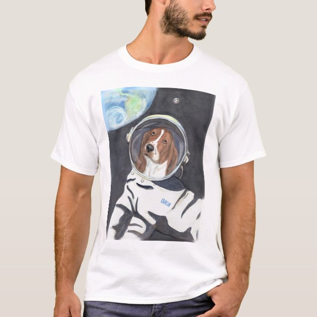 Basset Hound-Weltraumspaziergang T-Shirt (Vorderseite)