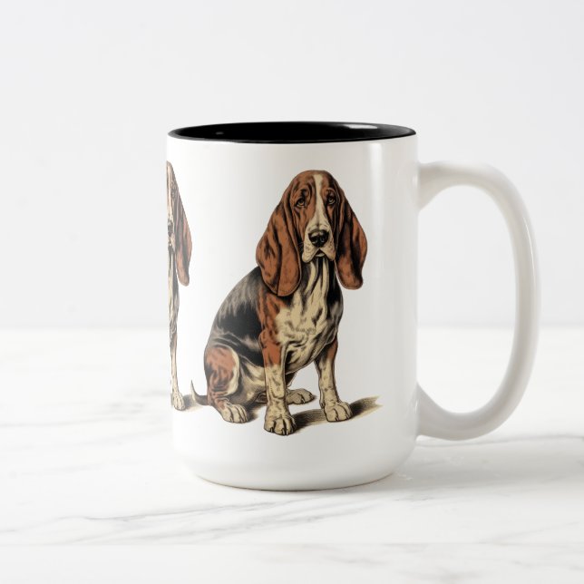 Basset Hound Zweifarbige Tasse (Rechts)