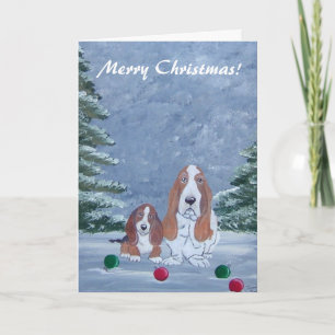 Basset Hound's Christmas Card Feiertagskarte