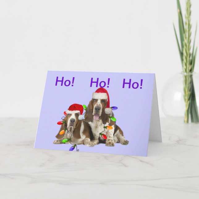 Basset Hounds Ho Ho Joyeux Noël Cartes (Devant)