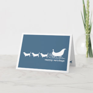 Basset Hounds Pulling Santa's Sleigh Feiertagskarte
