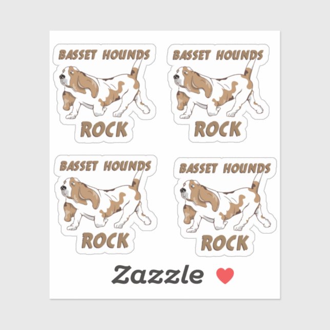 BASSET HOUNDS ROCK AUFKLEBER (Blatt)