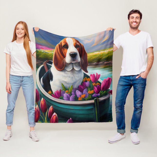 Basset Hund auf einem Paddle: Ein Landschaftliches Fleecedecke (Beispiel)