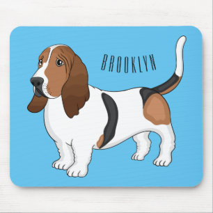 Basset-Hund Cartoon-Illustration Mousepad