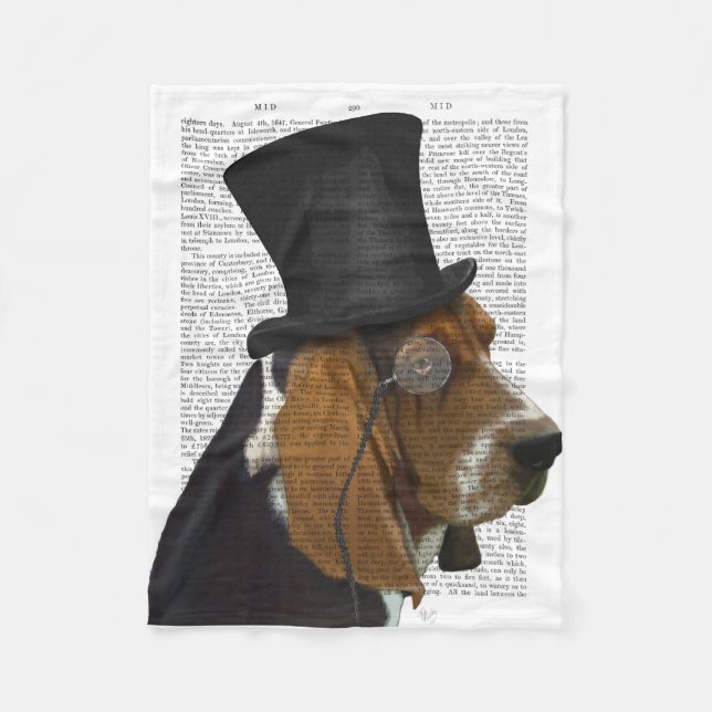 Basset-Hund, Festhund und Hut Fleecedecke (Vorderseite)