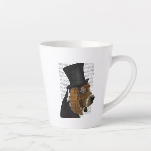 Basset-Hund, Festhund und Hut Milchtasse (Rechts)
