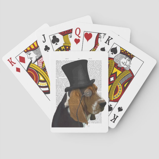 Basset-Hund, Festhund und Hut Spielkarten (Rückseite)