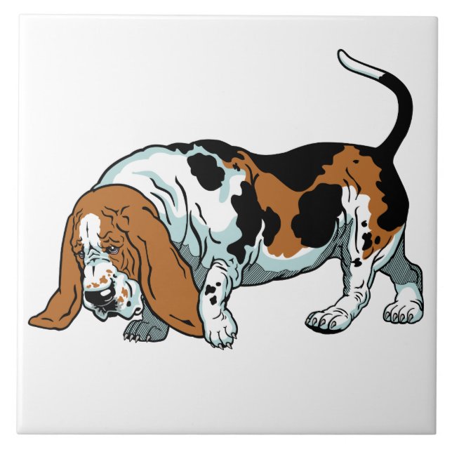 Basset-Hund Fliese (Vorderseite)