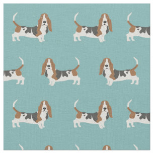 Basset Hund hellblau Stoff