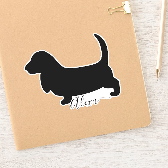 Basset-Hund personalisiert Ihren Namen Aufkleber (Notizbuch)