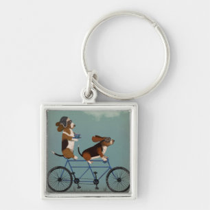 Basset-Hund Tandem Schlüsselanhänger