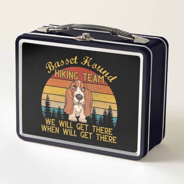 Basset-Hund Wanderteam-Wandergeschenk lustige Hund Metall Brotdose (Vorderseite)
