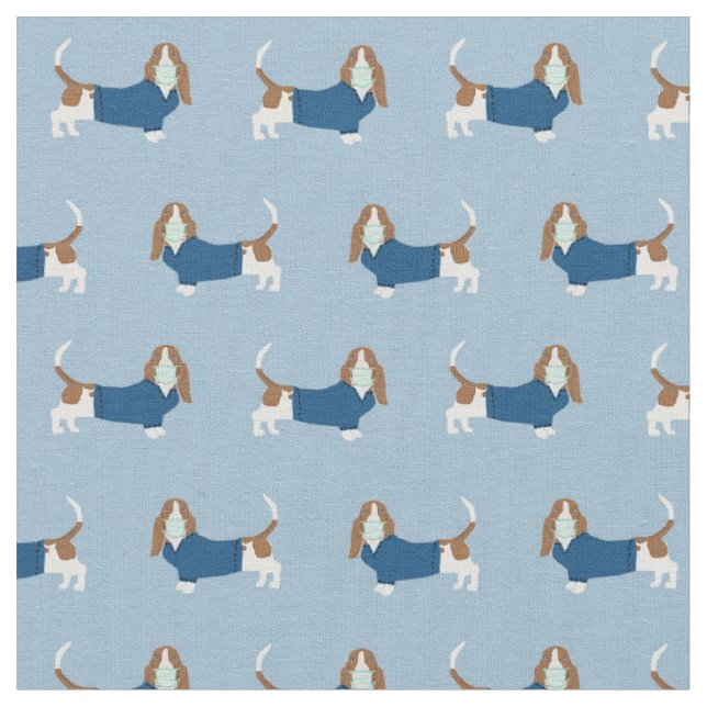 Basset-Hunde in den Schuppen Stoff (Nahaufnahme)