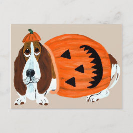 Basset In Pumpkin Anzug Postkarte