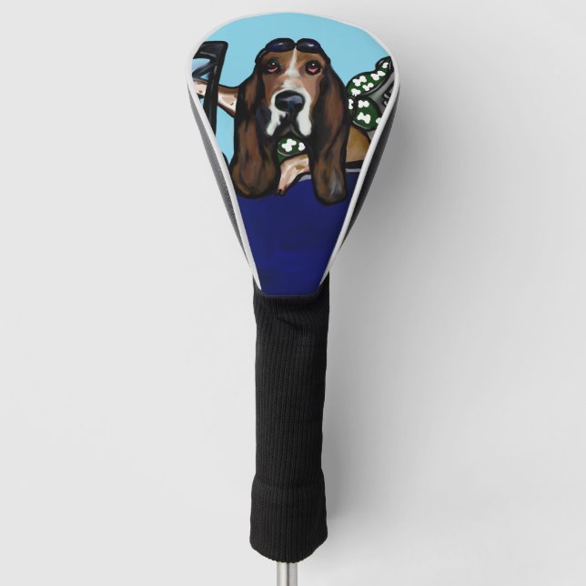 Basset-Jagdhund-Golfspieler Golf Headcover (Vorderseite)