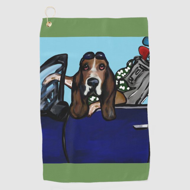 Basset-Jagdhund-Golfspieler Golfhandtuch (Vorderseite)