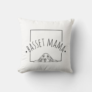 Basset-Mama Schwarz-weiße Welpenaugen Kissen
