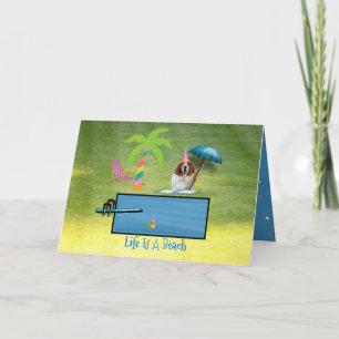 Basset, Palmier & Piscine Sur Carte Amusante Anniv