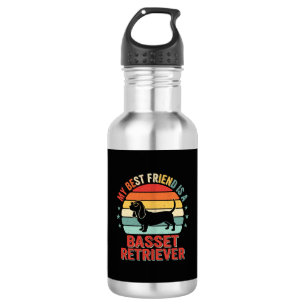 Basset Retriever Retro Sonnenuntergang Hund Edelstahlflasche