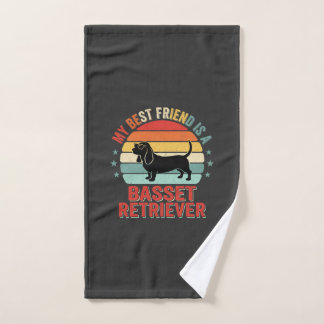 Basset Retriever Retro Sonnenuntergang Hund Handtuch