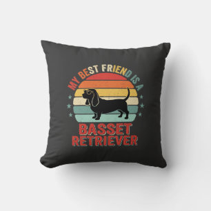 Basset Retriever Retro Sonnenuntergang Hund Kissen