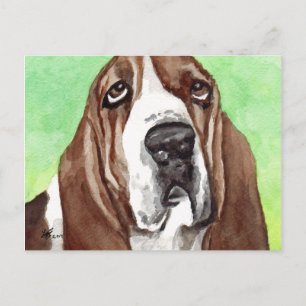 Basset-Wasserfarbe Postkarte