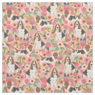 Bassett-Blumengewebe - niedliches Hundegewebe Stoff