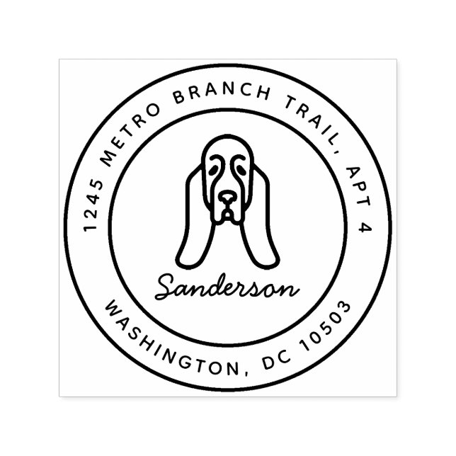 Bassett-Hound-Rücksendeadresse-Briefmarke Permastempel (Design)