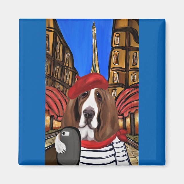 Bassett Hound Selfie Magnet (Vorne)
