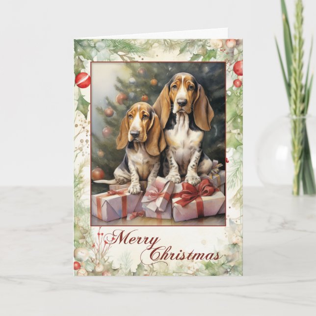 Bassett Hound Weihnachten (Vorderseite)