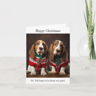 Bassett Hound Welpen Weihnachtskarte Karte