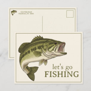 Bassfisch Lass uns Fischen Personalized Postkarte