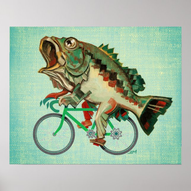 Bassfisch Reiten mit dem Fahrrad Poster (Vorne)