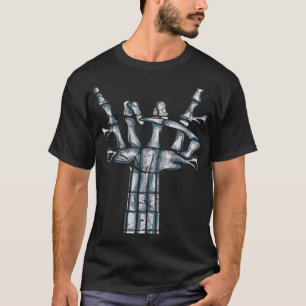 Bassgitarre Skelett Rock Hand vierseitige E-Gitarr T-Shirt
