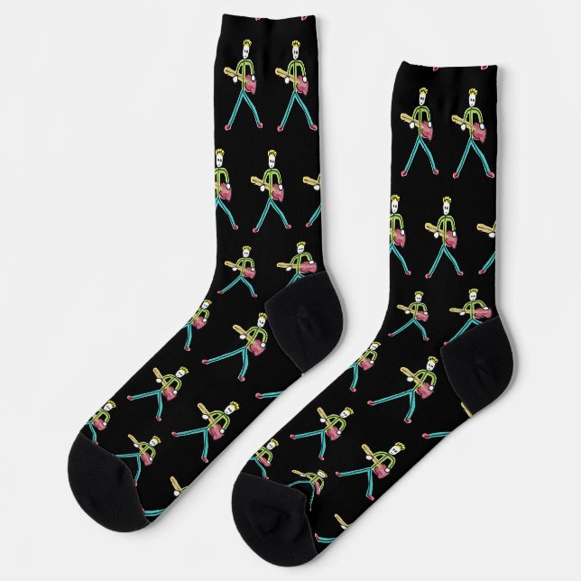 Bassgitarre Stickman Socken (Linkes Detail)